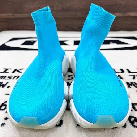 Balenciaga Speed 2.0 Light Clear Sole Sky Blue Sock Trainer Sneakers - Picture 3 of 8